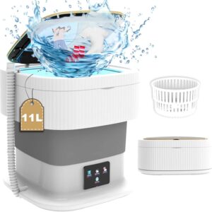 Portable Washing Machine,Mini Washer,11L Large Capacity Foldable Washer and Dryer 2 in 1 for Underwear, Baby Clothes Apartments, Dormitories