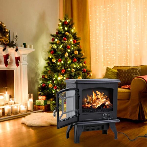 FDW Electric Fireplace Heater 20" Freestanding Fireplace Stove Portable Space Heater with Thermostat for Home Office Realistic Log Flame Effect 1500W CSA Approved Safety 20"Wx17"Hx10"D,Black - Image 6