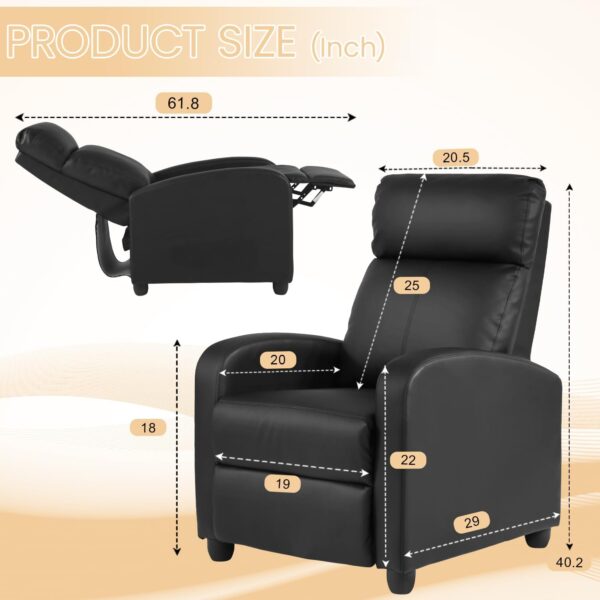 Recliner Chair Breathable Padded PU Leather Massage Single Sofa Recliners for Small Recliner Chair with Footrest Home Theater Seating for Bedroom Living Room,Beige - Image 2