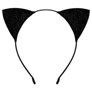 Cat Ears Headband for Women Girls, Halloween Cosplay Cat Costume Hair Accessories for Adult Kids Black