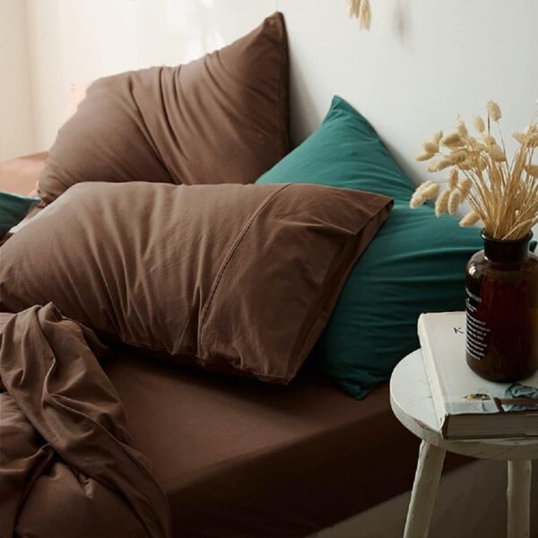 Duvet Cover Set Queen Size Brown Duvet Cover Solid Mocha Coffee Color Bedding Duvet Cover 3 Pieces Minimalist Soft Microfiber Comforter Cover with Zipper Ties Gift for Men Women - Image 5