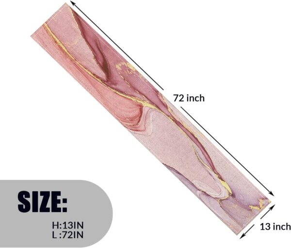 Decorative Table Runner 13 x 72 Inches,Set of 1 Elegant Cotton Linens Table Runner Decor for Kitchen,Dining Room,Coffee Table,Pink Gold Marble Texture - Image 2