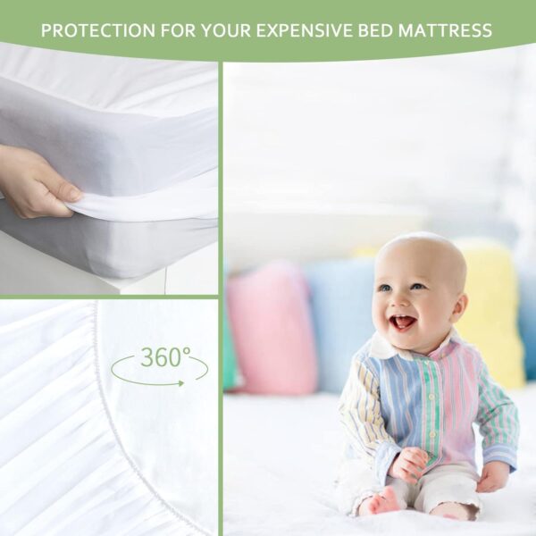Waterproof Mattress Protector Twin Size, Skin Friendly and Breathable Twin Mattress Cover for Kids, Viscose Made from Bamboo Jersey Mattress Pad with 14" Deep Pocket - Image 6