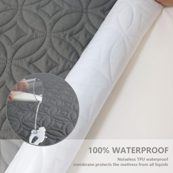 FELTYBED Full Size 54"x75" Waterproof Mattress Protector, Soft Bed Grey Mattress Cover Full, Breathable Mattress Pad Cover with Deep Pocket 6"- 15", Noiseless Washable - Image 3