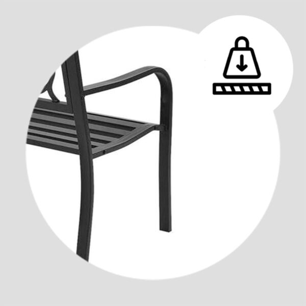 Welcome Outdoor Park Bench Powder Coated Steel Frame Furniture Seat for Backyard Garden, Front Porch, or Walking Path, Black - Image 4