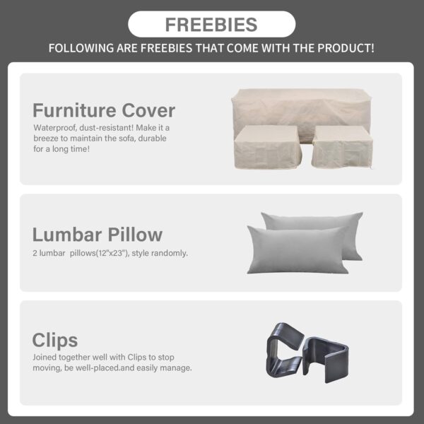 Rattaner 3 Pieces Patio Furniture Set Outdoor Sectional Wicker Patio Furniture Patio Couch with Ottoman and Outdoor Storage Table All-Weather Anti-Slip Cushions Waterproof Covers, Light Grey - Image 5