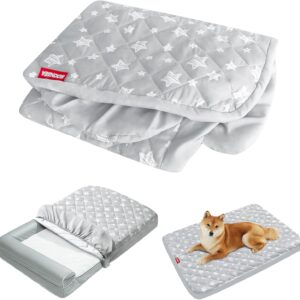 Dog Bed Covers Replacement Washable Pet Hair Easy to Remove, Waterproof Dog Bed Covers Noiseless Quilted, Pet Bed Cover Lovely Grey Star Print, Puppy Bed Cover 27x36 Inches, for Dog/Cat, Cover Only