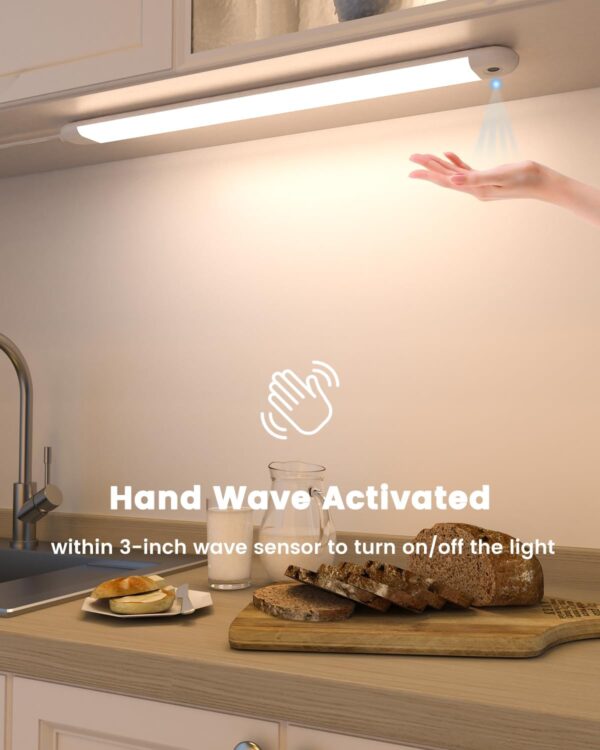 MYPLUS 16" Under Cabinet Lighting, Hand Wave Sensor Under Counter Lights with 5 Color Temps and Dimmable 600 Lumen, 80 LEDs Plug in Led Light Bar for Indoor,Kitchen,Cabinet,Counter - Image 2