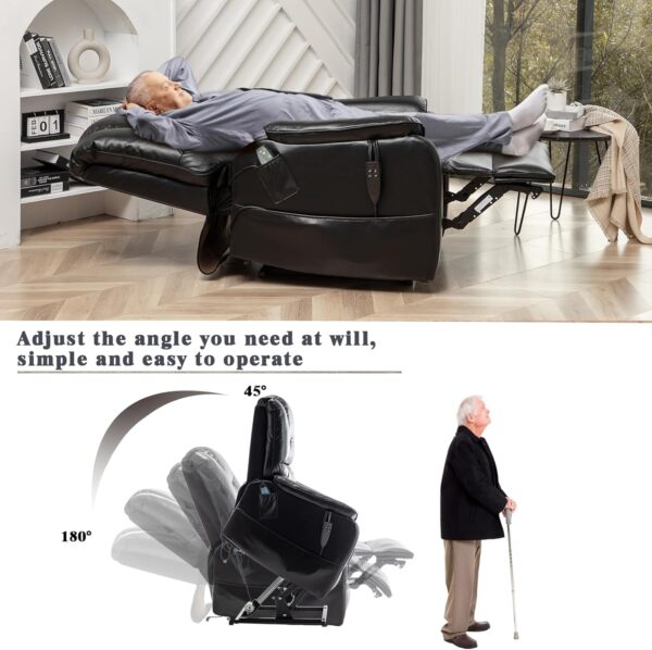 Power Lift Recliner Chair for Elderly, Upgrade Lift Massage Chair with 8-Point Massage and Lumbar Heating, Ultimate Comfort, PU Leather, Recliner Chairs for Adults Ideal Gifts, Brown - Image 5