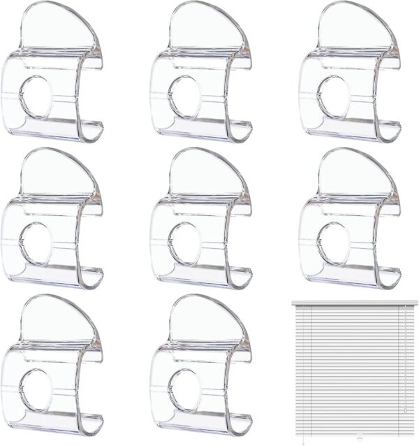 8Pcs Cordless Pleated Window Shades Handle, Plastic Bottom Rail Roller Shades Handle,Cordless Blind Handles Lifting Clamp Pull for Shades Bottom Rail or Rod (Transparent)