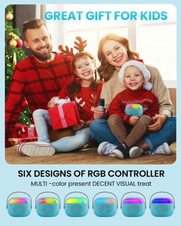 Mini Karaoke Machine for Kids, Convenient Karaoke Machine with 2 Wireless Microphones, Fashion Toy Gifts for Christmas Birthday for Girls and Boys, Ages 4-12 Family Reunion - Image 3