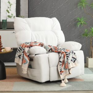 DYHOME 2024 New White Power Recliner Chair, Swivel Massage Rocking Recliner Chairs for Adults with Heated, USB & USB-C Ports, Modern Single Lounge Sofa for Living Room, Bedroom