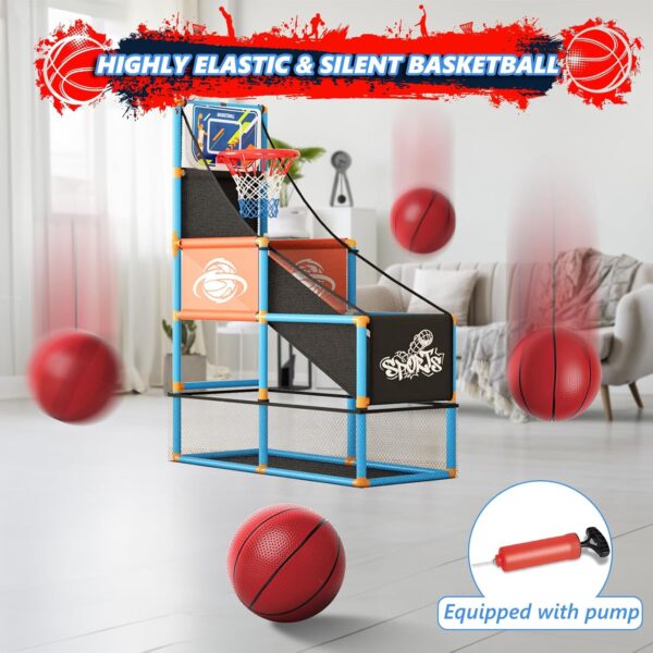 Arcade Basketball Game Set Boy Toys: Indoor Basketball Hoop with 4 Balls Outdoor Sports Toy for Kids 3-12 Years Old Adjustable Height with Air Pump Christmas Birthday Gifts Aged 3-5 6 6-8 7 8 8-12 9 - Image 7