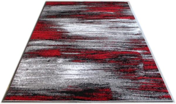 Masada Rugs, Modern Contemporary Area Rug, Red Grey Black (6 Feet X 9 Feet) - Image 6