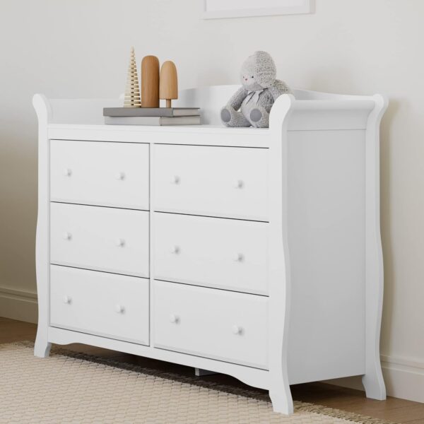 Storkcraft Avalon 6 Drawer Double Dresser (White) – Dresser for Kids Bedroom, Nursery Dresser Organizer, Chest of Drawers for Bedroom with 6 Drawers, Classic Design for Children’s Bedroom - Image 2