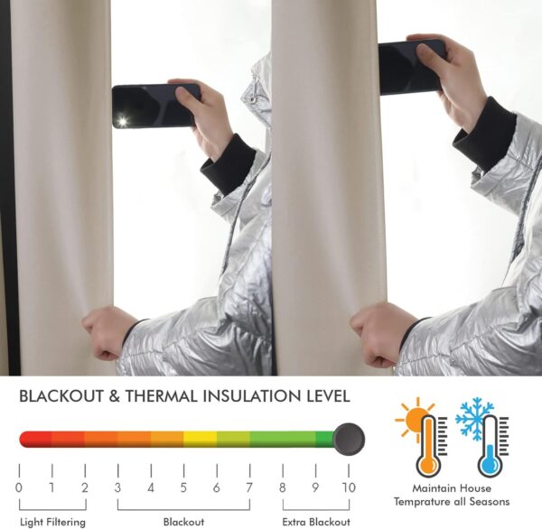 100% Blackout Side Door Curtains for Door Window, Room Darkening Solid Color Door Window Covering for Glass Door, Full Blackout Drapes for French Door (12W x 69L Inch,Darkgray,1 Panel) - Image 6