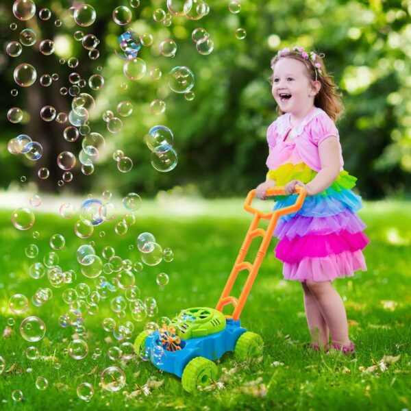 Lydaz Bubble Lawn Mower for Toddlers 1-3, Kids Bubble Blower Maker Machine, Outdoor Summer Push Backyard Gardening Toys, Halloween Birthday Gifts Toys for Preschool Baby Boys Girls Age 1 2 3+ Year Old - Image 2