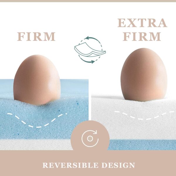 BedStory 3 Inch Firm Mattress Topper Queen Size, Extra Firm Memory Foam Bed Topper for Pain Relief, Cooling Gel Infused High-Density Mattress Pad, Skin-Friendly Non-Slip Cover, CertiPUR-US Certified - Image 3