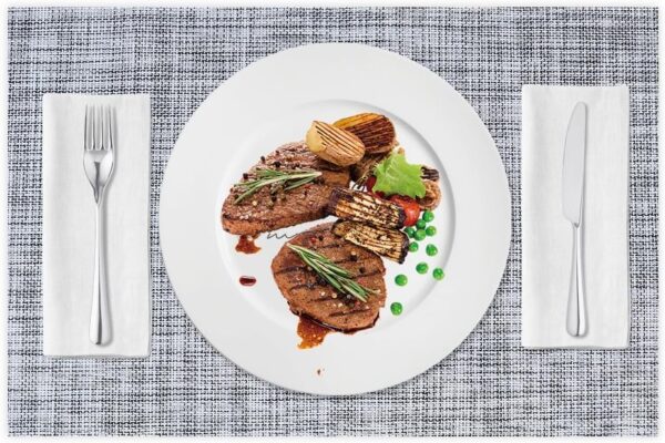 homEdge PVC Placemat, 4 PCS of Non-Slip Heat Resistant Place Mats, Washable Vinyl Placemats, Set of 4 – Gray - Image 3