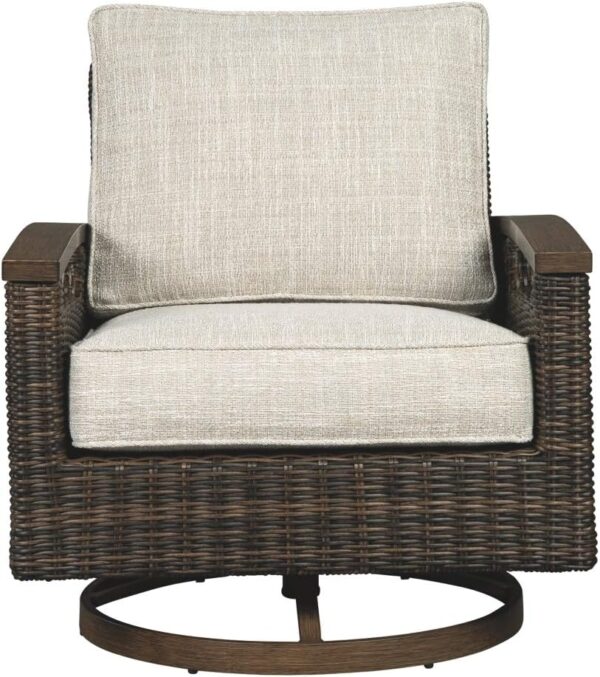 Signature Design Ashley Paradise Trail Outdoor Swivel Upholstered Lounge Chair Set, 2 Count, Beige - Image 3