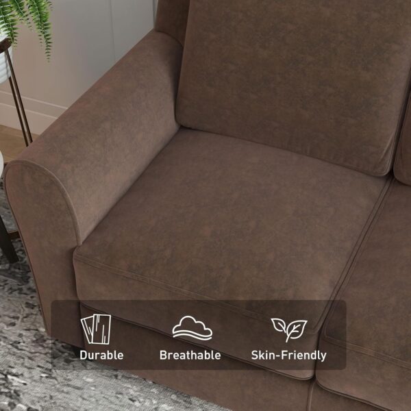 Bonzy Home 80.7" Sofa, 3 Seater Sofa Couch for Living Room, Modern Couch with Thick Cushion for Apartment Office, Brown - Image 3