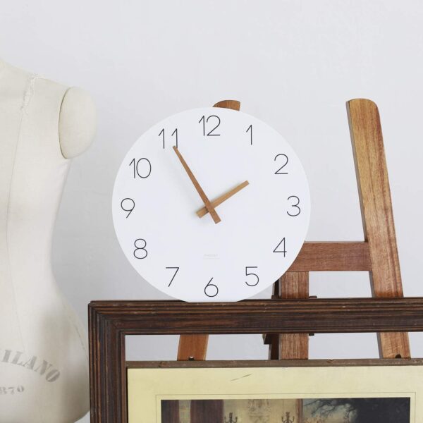 mooas Flatwood Wall Clock,12" Wood Wall Clock Non-Ticking Sweep Movement Decorative Wall Clock Battery Operated Wall Clock for Home Living Room Kitchen Bedroom Office School (Wood) - Image 9