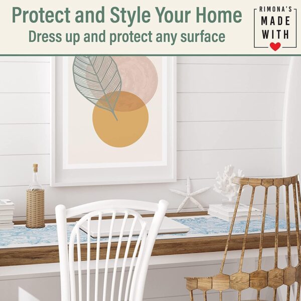 Thermo Heat Resistant Table Runner and Trivet for Hot Dishes - Waterproof Hot Plates to Protect Table and Countertop - Kitchen & Dining 350F Heat Protector 40" - White Golden Marble - Image 7