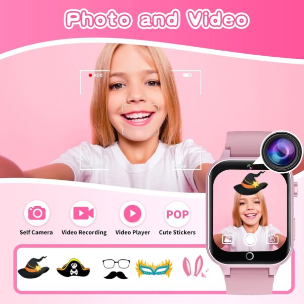 Kids Smart Watch Gift for Girls Age 5-12, 26 Games HD Touch Screen Watches with Video Camera Music Player Pedometer Flashlight 12/24 hr Educational Toys Birthday Gifts for Girls Ages 7 8 9 10 - Image 5
