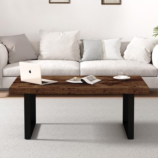 IBF Rustic Coffee Table, Industrial Simple Wooden Living Room Table, Modern Minimalist Farmhouse Rectangle Center Table, Wood and Metal Vintage Tea Coffee Table for Home Bedroom, Rustic Brown, 39 Inch - Image 6