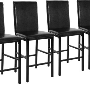 Homelegance Tempe Dining Counter Height Chair (Set of 4), Faux Leather, Dark Brown
