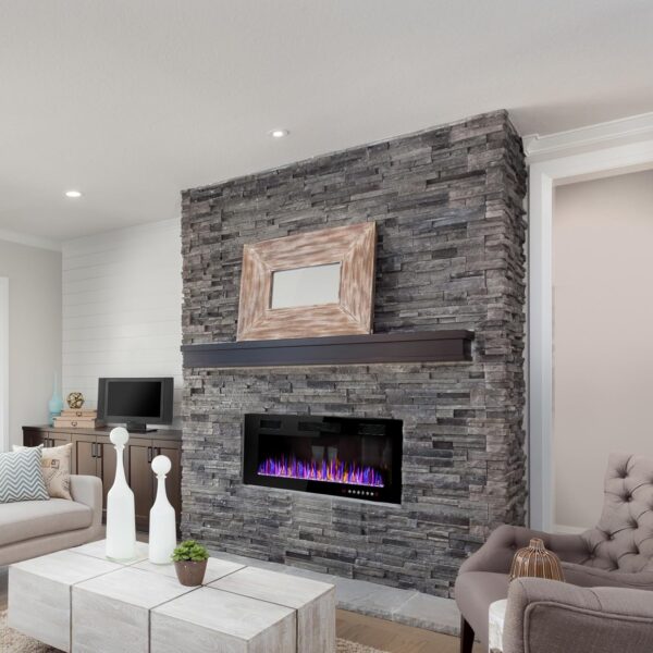 Electic Fireplace, 50" Recessed and Wall Mounted Electric Fireplace, Ultra-Thin Electric Fireplace Inserts Heater, 750W/1500W Fire Places Insert and Wall Electric Fireplace with Remote Control - Image 5
