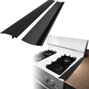Stove Counter Gap Cover, Kitchen Stove Gap Covers, Kitchen Accessories For Countertop, Heat Resistant Oven Gap Filler Stove Protector Between Stove Side Gap Guards(2 Pack, 25 In, Black)