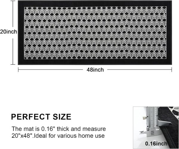KIMODE Farmhouse Kitchen Rugs 20"x47",Non-Slip Washable Kitchen Mat,Absorbent Black Kitchen Mats for Floor Front of Sink, Kitchen Carpet for Hallway/Laundry Room - Image 2