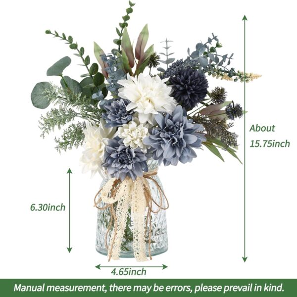 CEWOR Faux Flowers in Vase, Artificial Silk Flowers with Vase, Artificial Floral Table Centerpieces Decor for Farmhouse Coffee Table Living Room Bathroom Plant Decor - Image 3