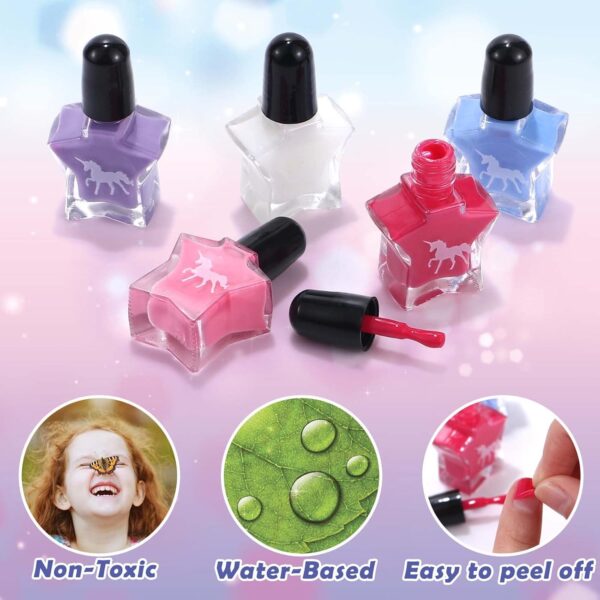 Golray Kids Nail Polish Set for Girls, All-in-One Nail Art Kit - Nail Dryer/ Nail Polish/ Glitter Powder/ False Nails/ Nail Decals/ Toe Separator/File, Age 3-12 Little Girl Gift Toys - Image 7