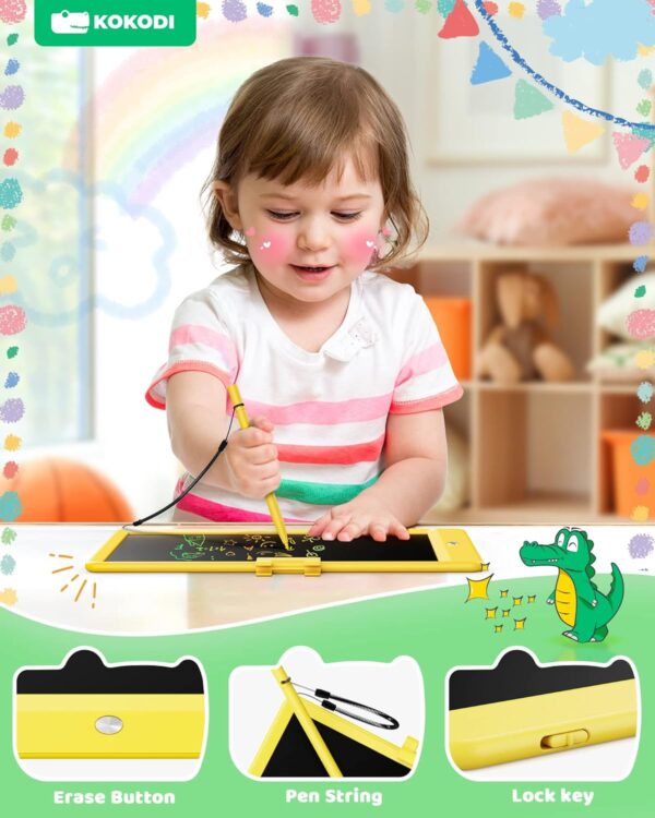 KOKODI LCD Writing Tablet, 10 Inch Colorful Toddler Doodle Board Drawing Tablet, Erasable Reusable Electronic Drawing Pads, Educational and Learning Toy for 3-6 Years Old Boy and Girls - Image 3