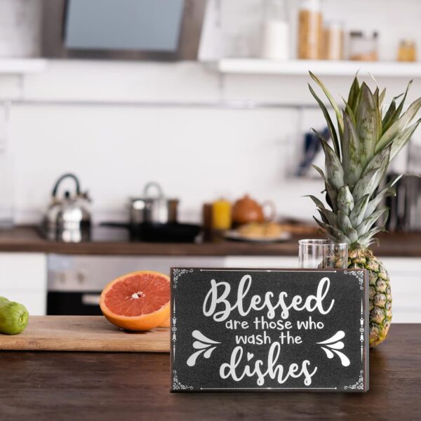 Jetec Wooden Farmhouse Kitchen Decor Black And White Modern Kitchen Wall Decoration Rustic Decorative Funny Tray Art For Shelf Home Cabinets Coffee Counter - Image 7