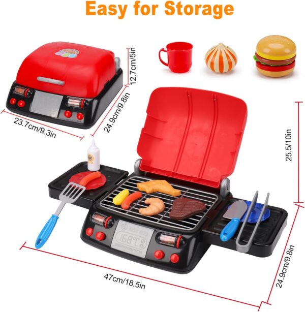 Kids Play Food Grill with Pretend Smoke Sound Light Kitchen Playset BBQ Accessories Camping Cooking Set Barbecue Toddler Girl Boy Toy 2 3 4 5 6 Year Old 4-8 Birthday Kid Outdoor Toy Gift Idea - Image 5