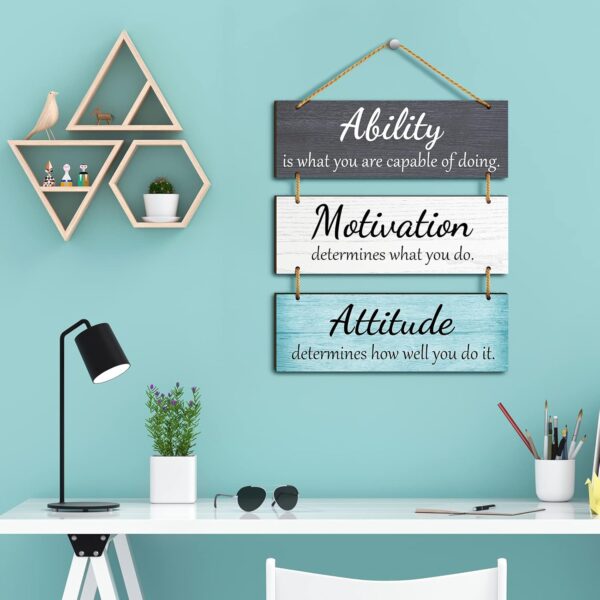 Jetec Office Wall Decor Inspirational Rustic Wall Decor Office Decor Motivational Wall Plaques with Sayings Wooden Wall Hangings Ability Sign Bathroom Decor for Home Office Wall Art (Fresh Color) - Image 2