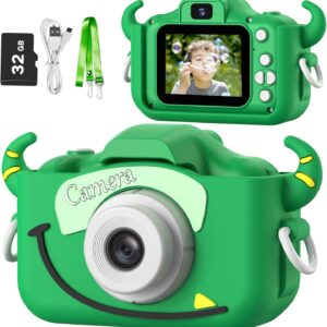 Goopow Kids Camera Toys for 3-8 Year Old Boys,Children Digital Video Camcorder Camera with Cartoon Soft Silicone Cover, Best Chritmas Birthday Festival Gift for Kids - 32G SD Card Included