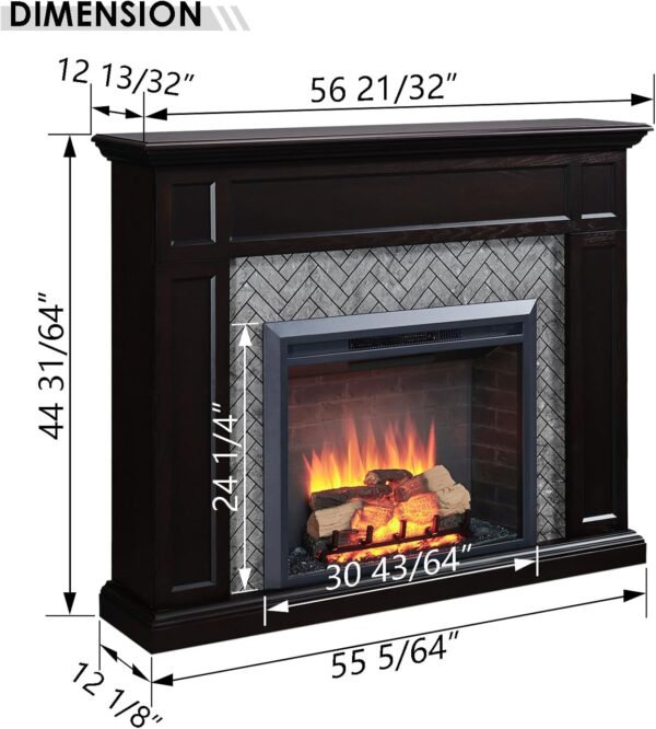 LegendFlame® Hailey Electric Fireplace with 61" Mantel Surround and Carl 35" Insert, Cream White with Light Grey Brick Finish - Image 3