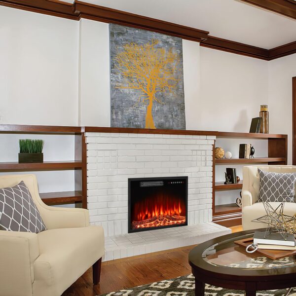 BOSSIN 23 inch Electric Fireplace Insert with Stove Heater for TV Stand,LED Realistic Flame,Recessed Mounted Fireplace Heater with Remote Control,Fireplace with Adjustable Flame, Timer 750/1500W - Image 6