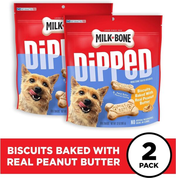 Milk-Bone Dipped Dog Treat Biscuits Baked with Real Peanut Butter, 32 Ounce (Pack of 2) - Image 2