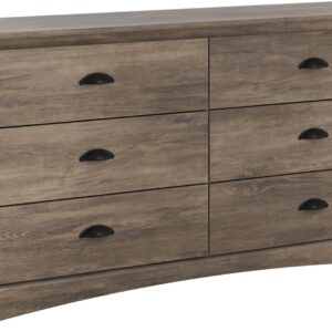 Prepac Salt Spring Bedroom Furniture: Gray Double Dresser for Bedroom, 6-Drawer Wide Chest of Drawers, Traditional Bedroom Dresser, DDC-6330-V, 59"W x 16"D x 29"H