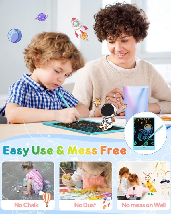 FLUESTON LCD Writing Tablet, Doodle Board Toys Gifts for 3-8 Year Old Girls Boys, 10 Inch Colorful Electronic Board Drawing Pad for Kids, Gifts for Toddler Educational Learning Travel Birthday, Blue - Image 6