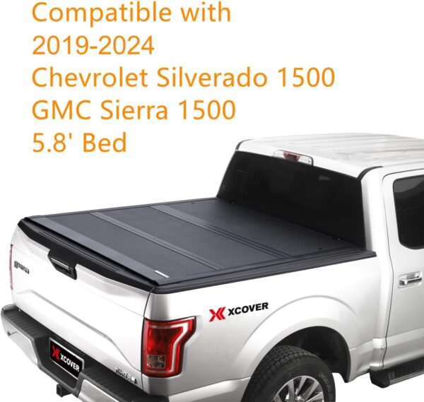 Xcover Low Profile Hard Folding Truck Bed Tonneau Cover, Compatible with 2019 2020 2021 2022 2023 2024 Chevrolet Silverado/GMC Sierra 1500 5.8 Ft Bed - Image 2