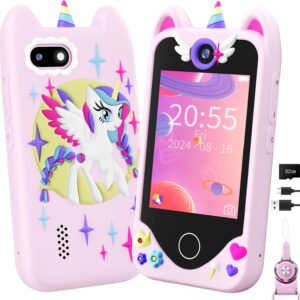 Kids Smart Phone for Girls Gifts - Toddler Christmas Birthday Gift for Age 3 4 5 6 7 8 9 10 Year Old, Kids Cell Phone Toy with Touchscreen, Dual Cameras, Learning, Music Player, Games with 32 GB Card