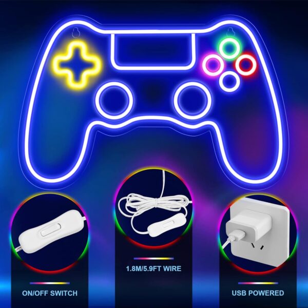 Kavaas Gamer Neon Sign, Game Controller Neon Sign for Gamer Room Decor - Gaming Neon Sign for Teen Boy Room Decor, LED Game Neon Sign Gaming Wall decor - Best Gamer Gifts for Boys, Kids - Image 5