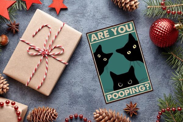 Black Cat Are You Pooping Funny Tin Signs Bathroom Wall Decor 8 x 12 Inch (918) - Image 7