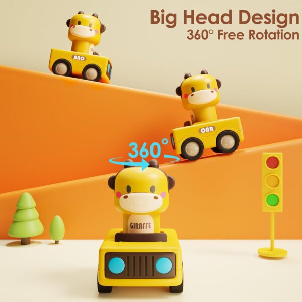 iPlay, iLearn Press and Go Car Toys for Toddlers 1-3, Baby Animal Racing Cars, Infant Play Vehicle Set, Baby Push Go Friction Car Toys for 6-9-12-18 Months, 1st Birthday Gifts for 1-2 Years Old Boys - Image 3